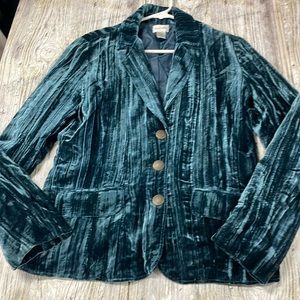 Chico's Crushed Velvet Jacket Blazer Sz o (small) teal